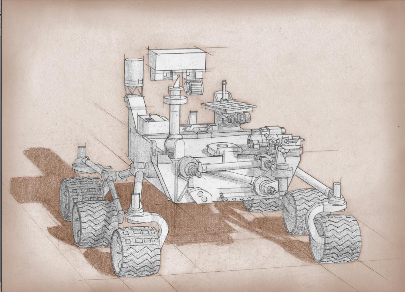 1335x962 blue print style rover sketch, artist's concept nasa's mars - Space Rover Drawing