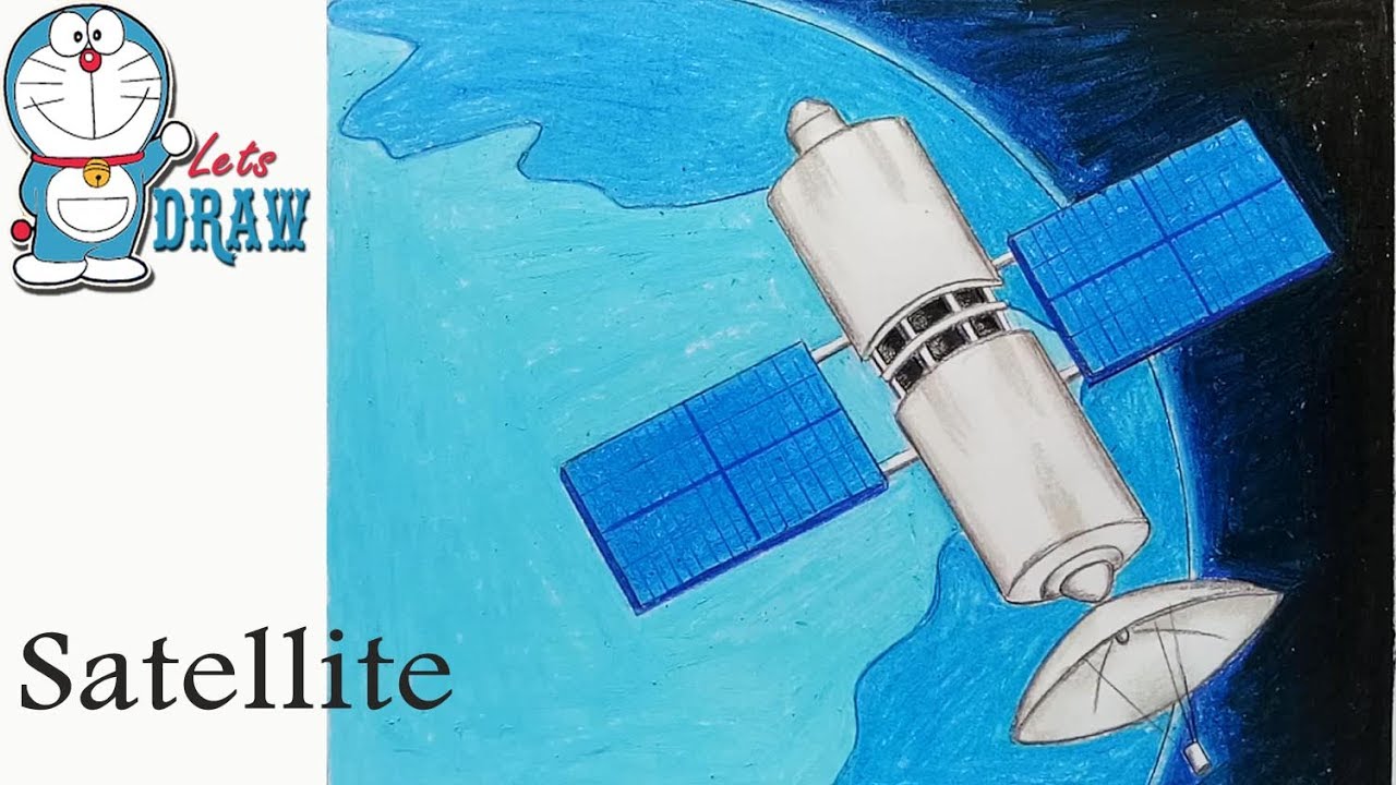 1280x720 how to draw satellite step - Space Satellite Drawing