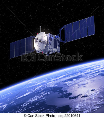 417x470 Space Satellite Orbiting Earth Realistic Scene - Space Satellite Drawing