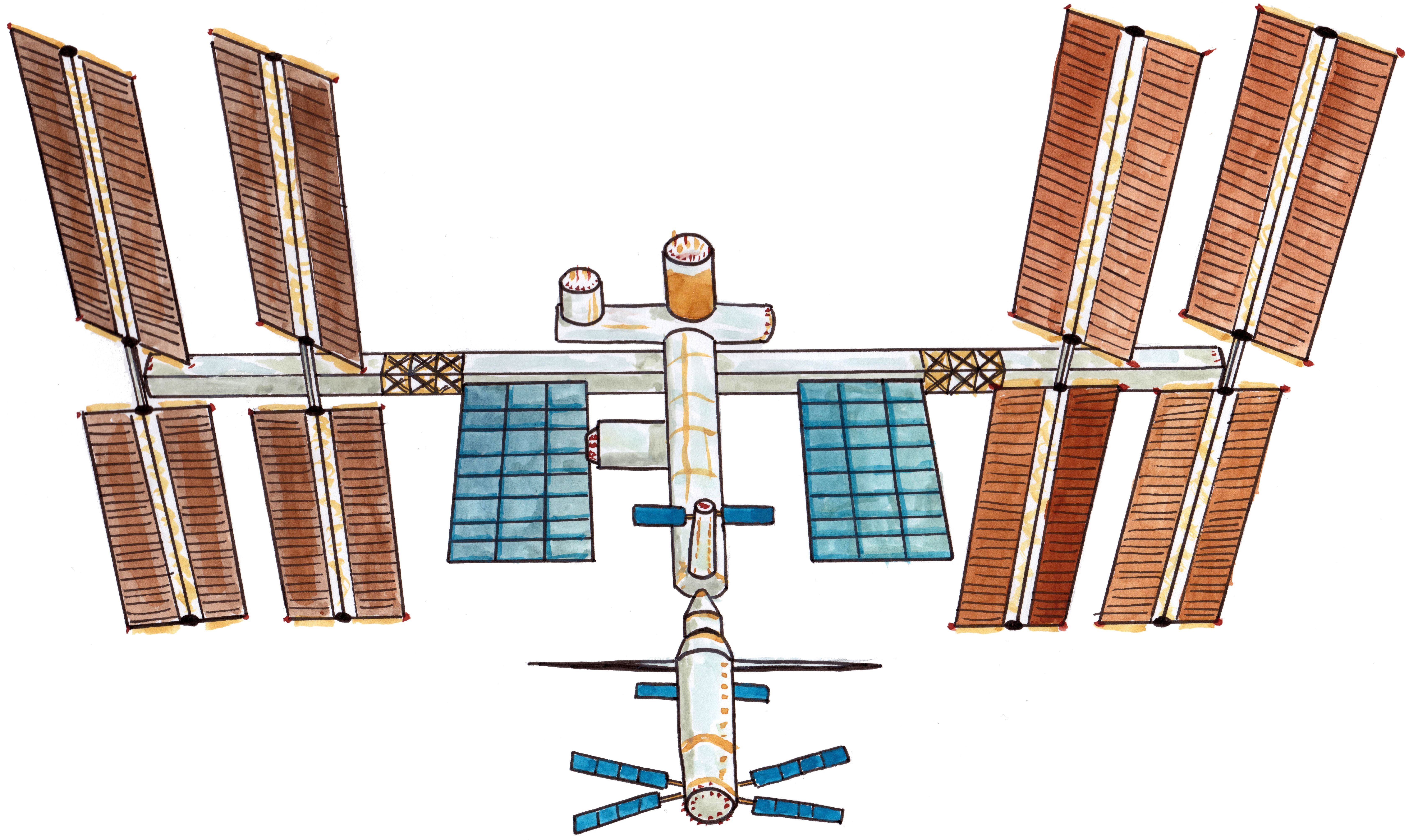 Космическая станция мир рисунок