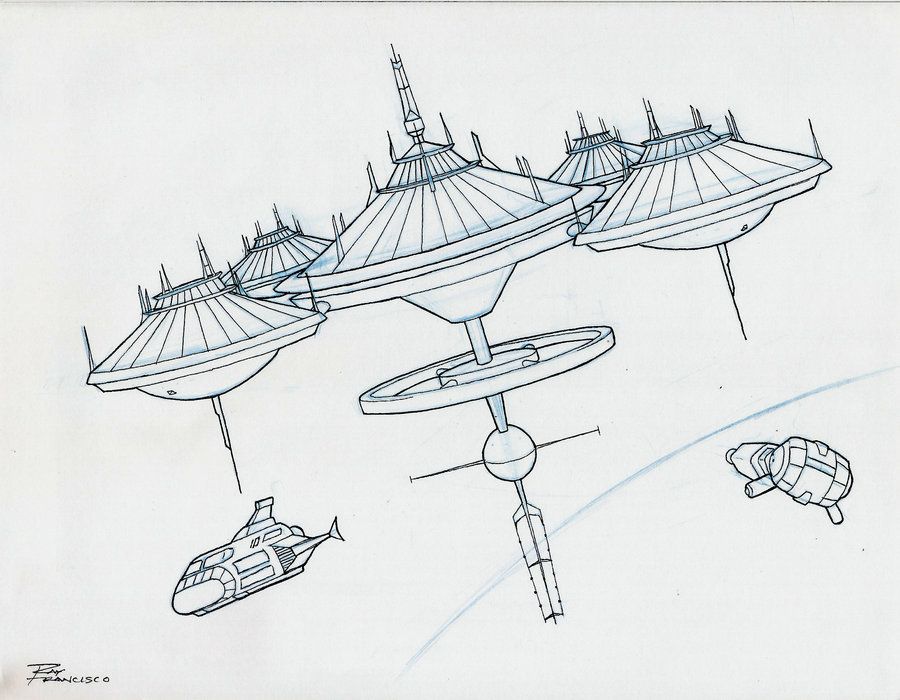 900x700 space station - Space Station Drawing