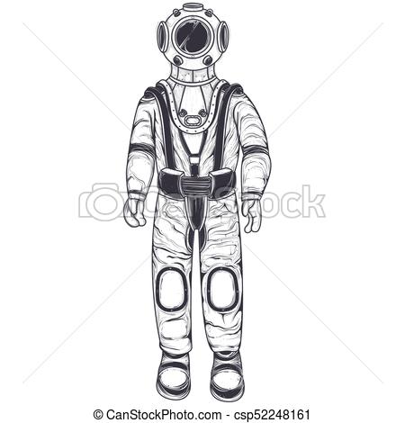 450x470 astronaut, cosmonaut in a space suit and helmet vector black - Space Suit Drawing