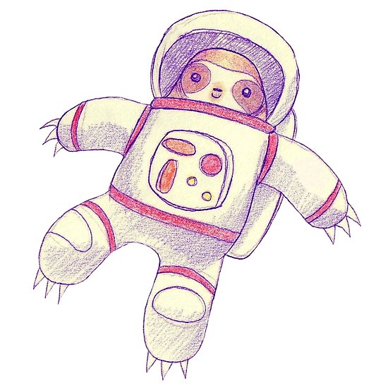 550x550 Astronaut Sloth Drawing Posters - Space Suit Drawing