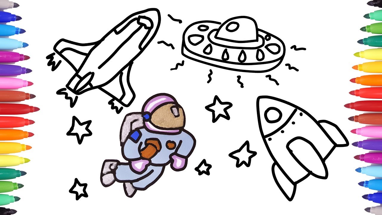 1280x720 how to draw astronaut space suit and spaceship ufo drawing - Space Suit Drawing