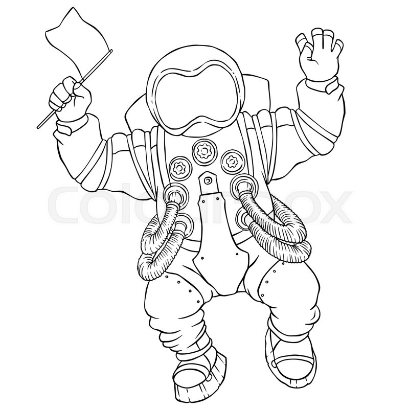 800x800 Illustration Greeting Astronaut Silver Stock Vector Colourbox - Space Suit Drawing