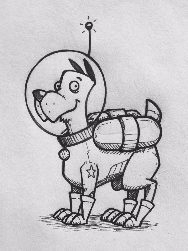600x800 Steve Armstrong On Twitter Space Dog - Space Suit Drawing