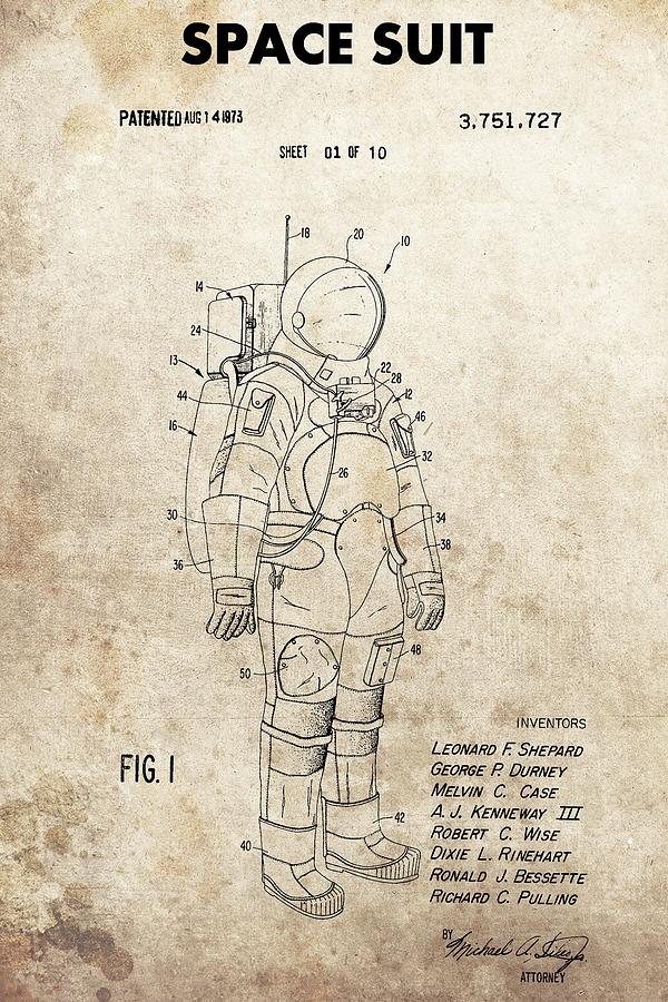 600x900 vintage space suit patent drawing - Space Suit Drawing