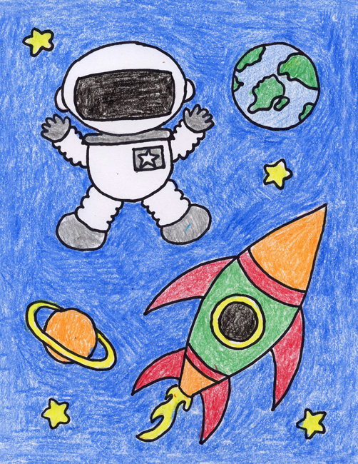 502x650 Draw An Astronaut Art Projects For Kids - Spaceman Drawing
