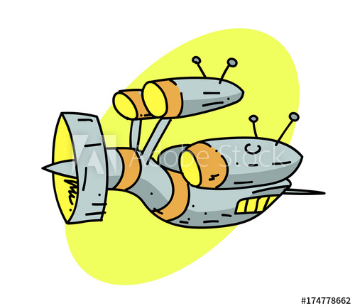 500x434 spaceship cartoon hand drawn image original colorful artwork - Spaceship Cartoon Drawing