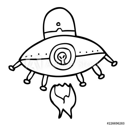 500x500 line drawing cartoon alien spaceship - Spaceship Cartoon Drawing