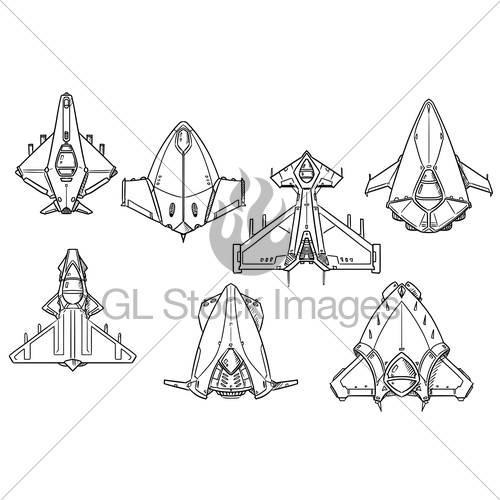 500x500 cartoon vector set of spaceship spacecraft designs gl stock images - Spaceship Cartoon Drawing