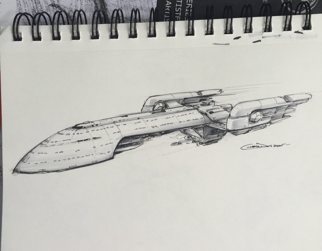 1024x799 drawing a spaceship a day space art - Spaceship Drawing