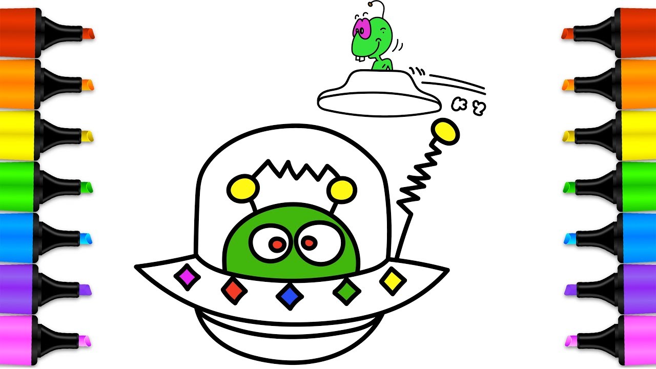 1280x720 Coloring Pages And How To Draw Spaceship Drawing And Coloring - Spaceship Drawing For Kids