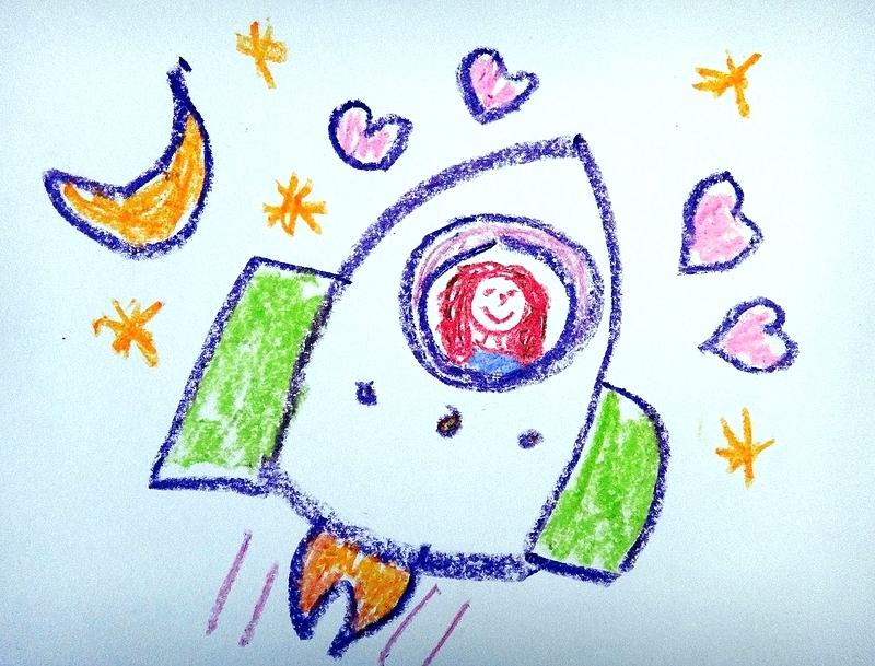 800x609 Kids Spaceship Astronaut On Vector Illustration Graphic Design - Spaceship Drawing For Kids