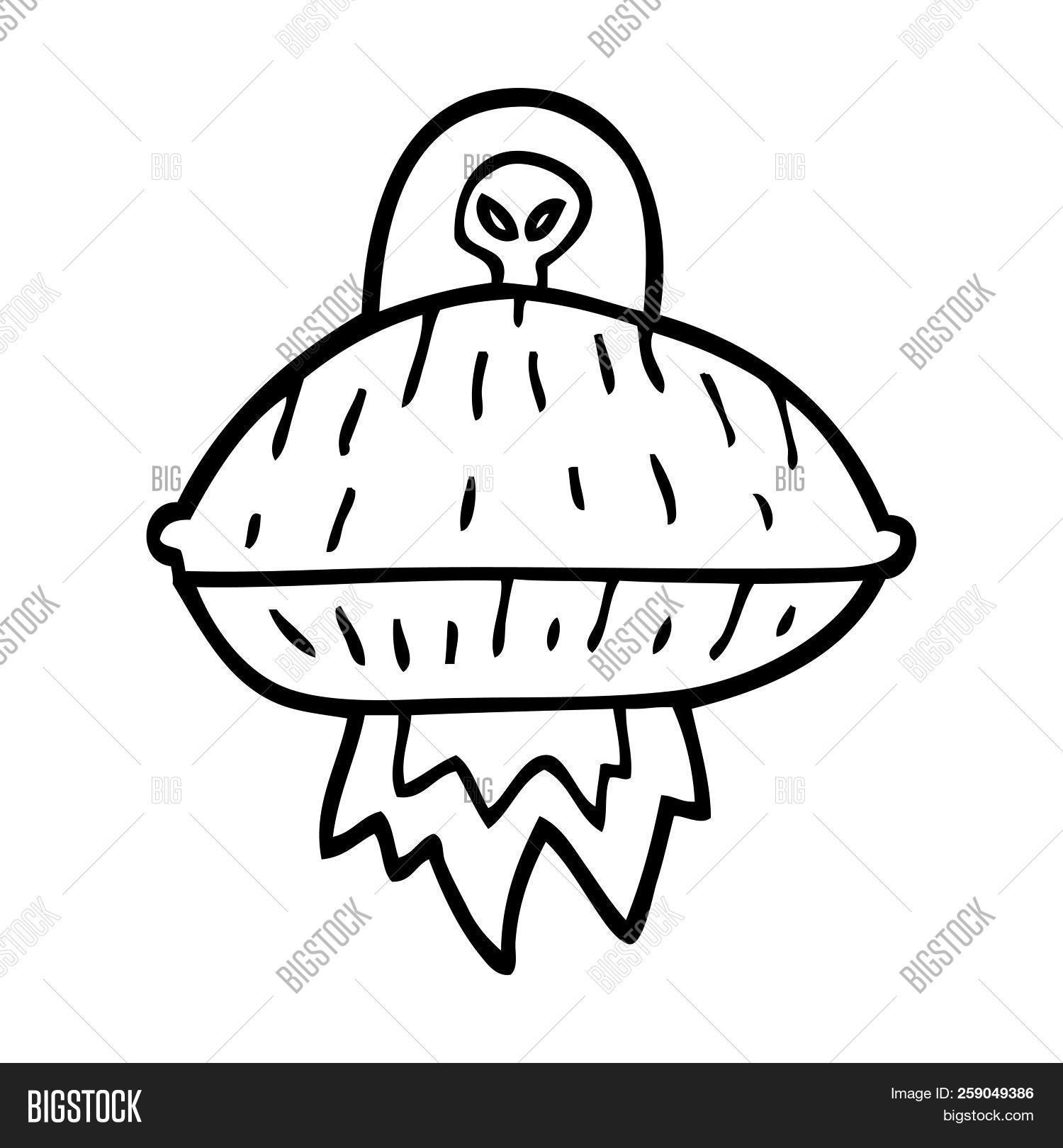 1500x1620 Line Drawing Cartoon Alien Spaceship Image - Spaceship Drawing Pictures