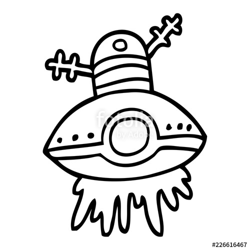 500x500 Line Drawing Cartoon Alien Spaceship Stock Image And Royalty Free - Spaceship Drawing Pictures