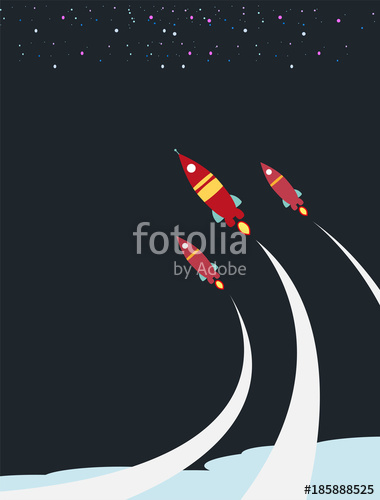 380x500 Cartoon Rocket On Space Background, Vector Illustration Simple - Spaceship Drawing Pictures