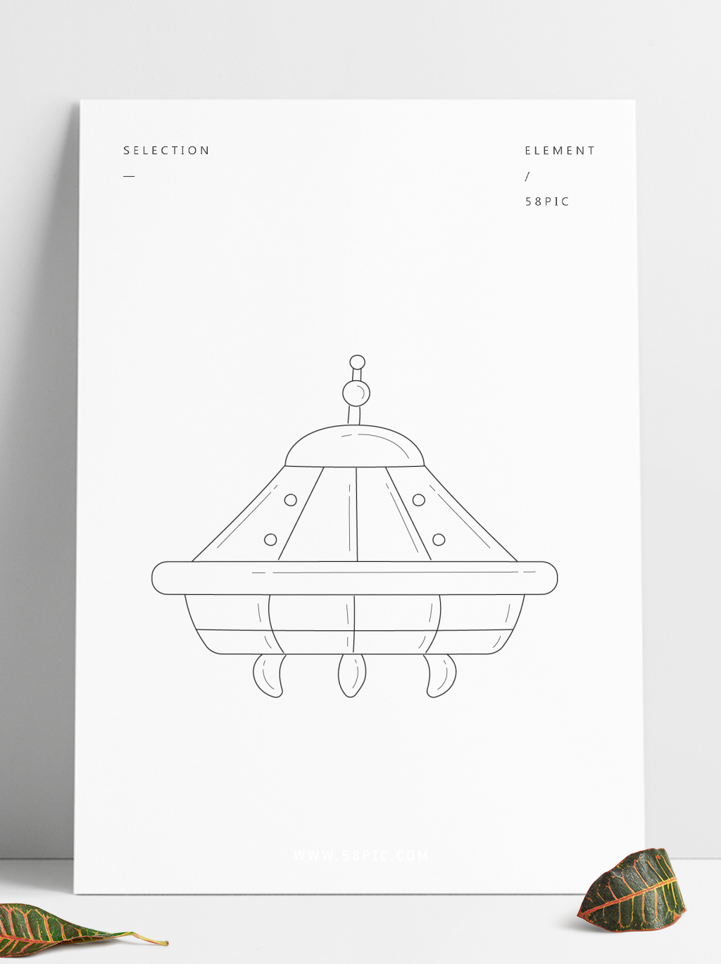 1024x1369 original vector line drawing ufo spaceship element free download - Spaceship Line Drawing