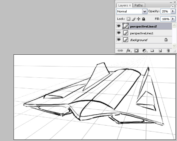 600x477 Perspective Basics A Draw Through Technique, With A Spaceship - Spaceship Line Drawing