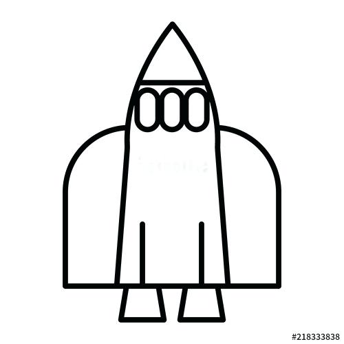 500x500 Rocket Launch Line Icon Spacecraft Vector Illustration Isolated - Spaceship Line Drawing