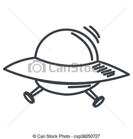 450x470 Simple Line Design Alien Spaceship Icon Vector Illustration - Spaceship Line Drawing
