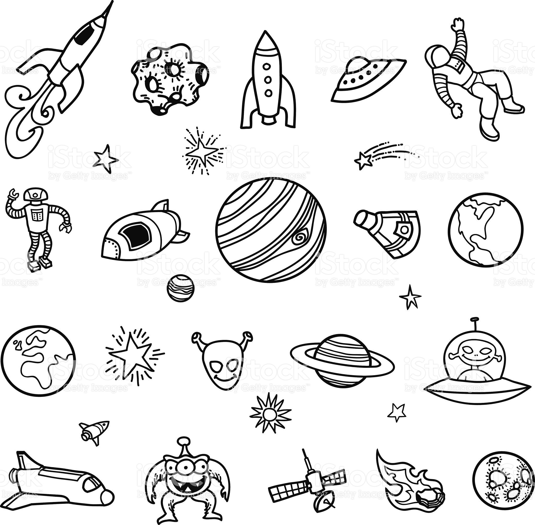 2048x2008 A Set Of Hand Drawn, Unfilled Line Drawings Of Space Ships - Spaceship Line Drawing