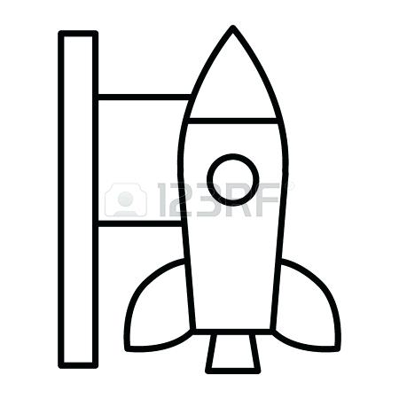 450x450 Spaceship Outline Rocket Launch Thin Line Icon Missile Vector - Spaceship Line Drawing