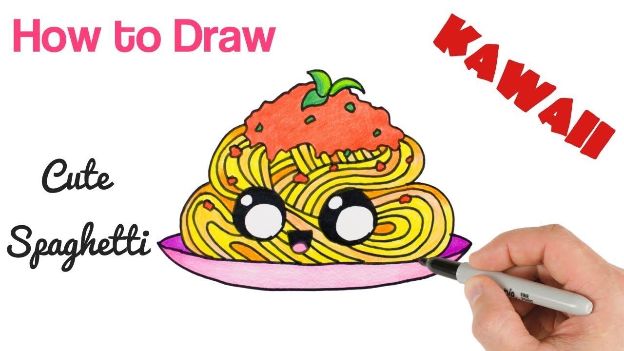1280x720 how to draw spaghetti pasta cute kawaii food drawing - Spaghetti Drawing
