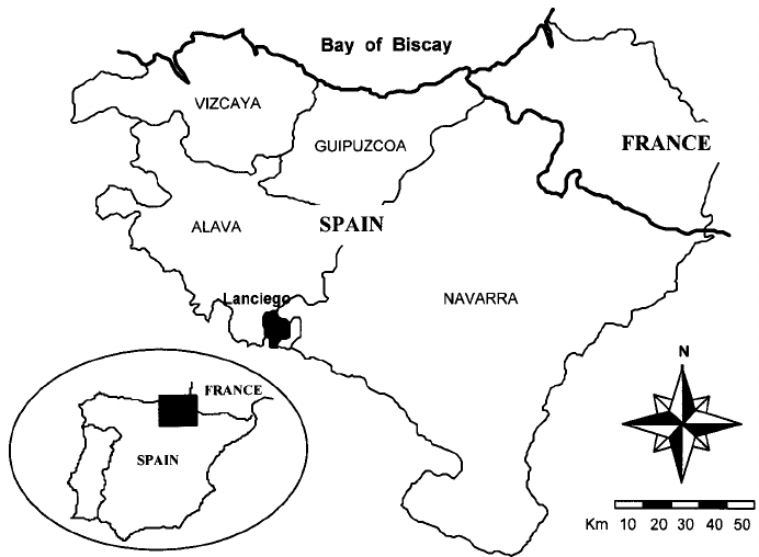 692x508 map showing the spanish basque country, navarre and the geographic - Spain Map Drawing