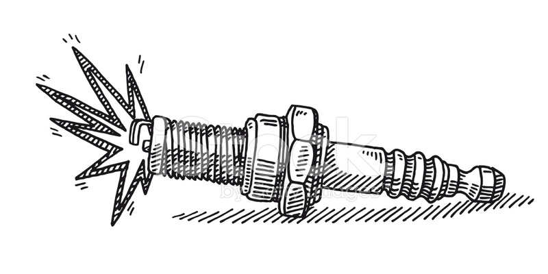 800x400 Spark Plug Drawing Stock Vector - Spark Drawing