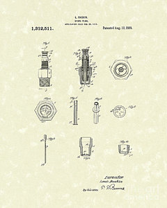 240x300 Spark Plug Patent Art Drawing - Spark Plug Drawing