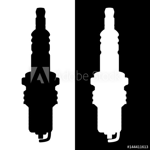 500x500 Vehicle Spark Plug Outline Black And White Drawing - Spark Plug Drawing