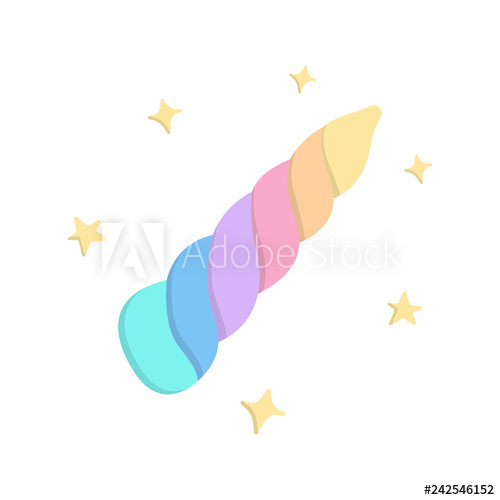 500x500 Rainbow Colorful Magical Unicorn Horn With Sparkles, Unicorn Horn - Sparkles Drawing