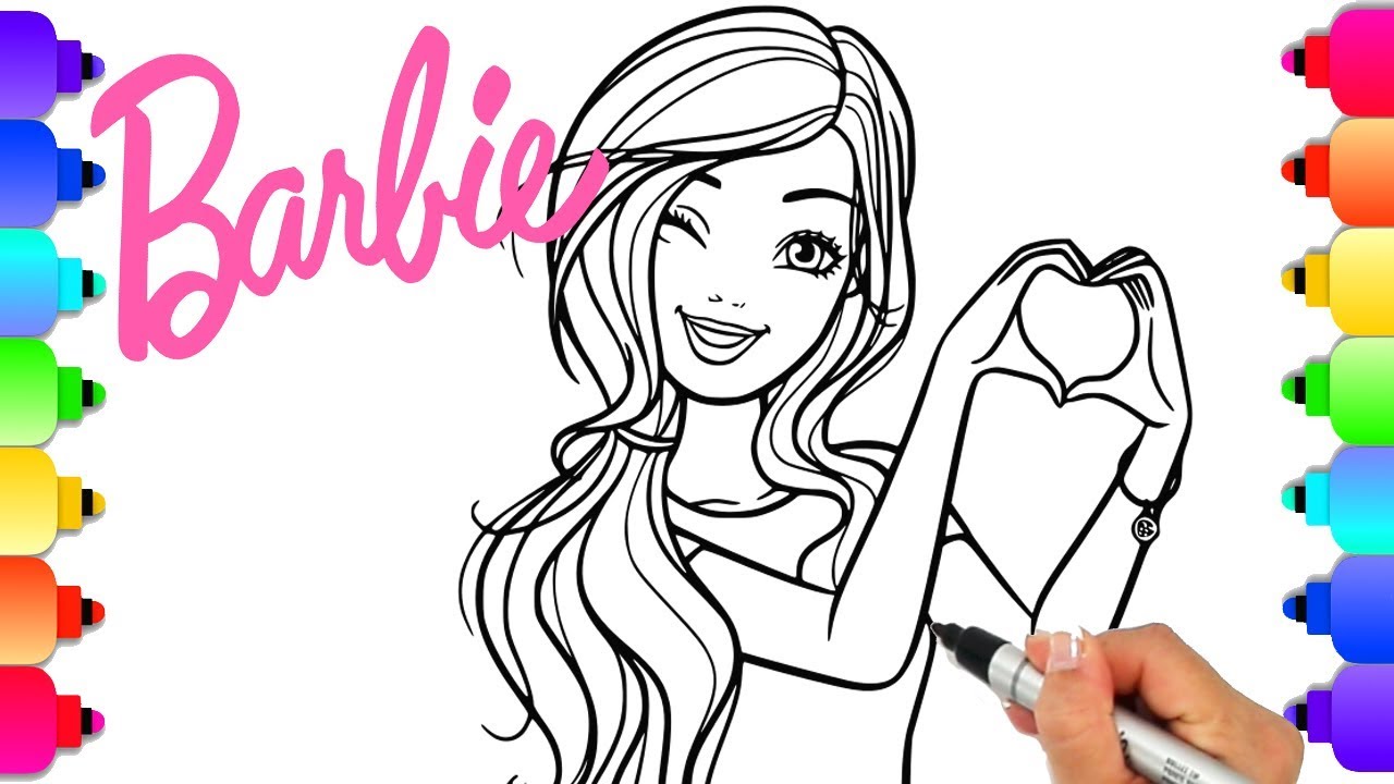 1280x720 Barbie Drawing With Glitter And Sparkles Barbie Coloring Book - Sparkles Drawing