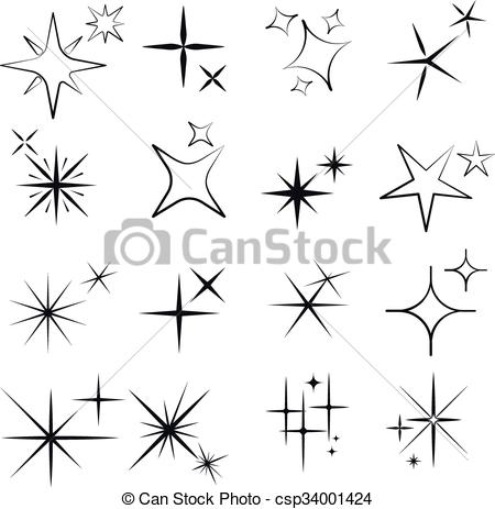 450x463 Sparkles Line Icons Black Sparkles Symbols On White Background - Sparkles Drawing