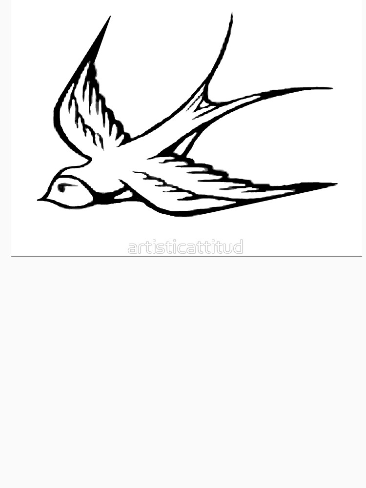 750x1000 Simple Black White Sparrow Drawing Women's Fitted Scoop T Shirt - Sparrow Drawing