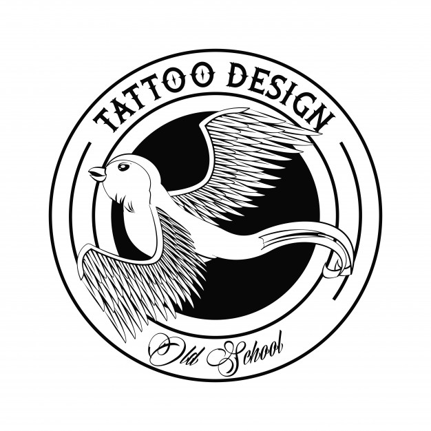 626x626 Old School Tattoo With Birds Drawing Design Vector Premium Download - Sparrow Drawing Tattoo