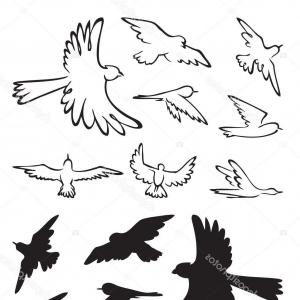 300x300 stock illustration sparrow flying bird vector illustration soidergi - Sparrow Flying Drawing