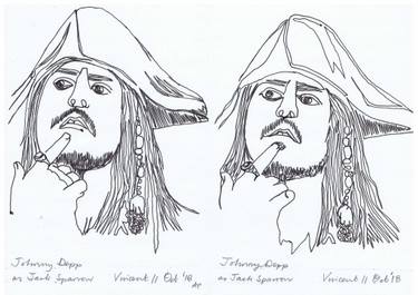 375x265 Drawing Project Johnny Depp As Jack Sparrow Drawing - Sparrow Line Drawing
