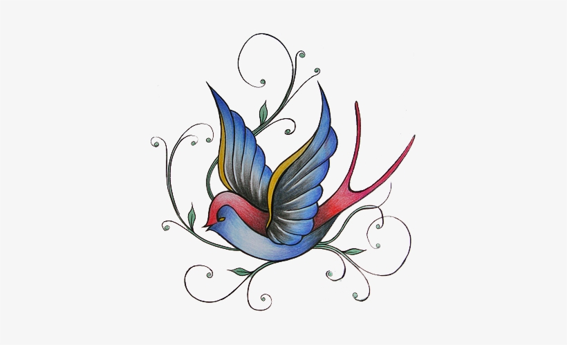 820x499 Colored Sparrow Tattoo Design - Sparrow Tattoo Drawing