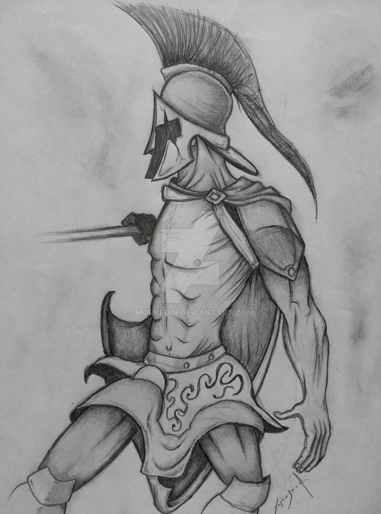 Spartan Warrior Pencil Drawing - Spartan Drawing. 