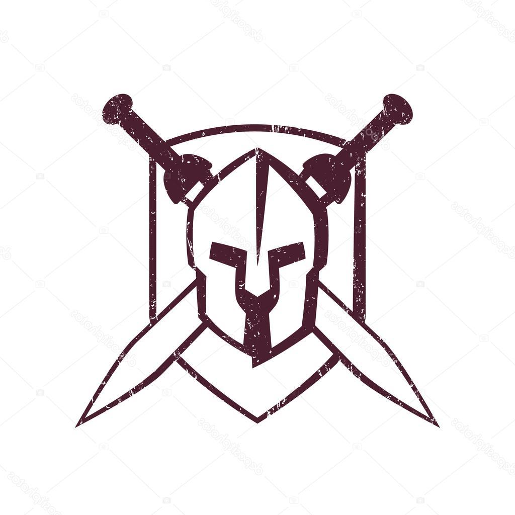 1024x1024 Best Free Stock Illustration Spartan Helmet With Crossed Swords - Spartan Drawing
