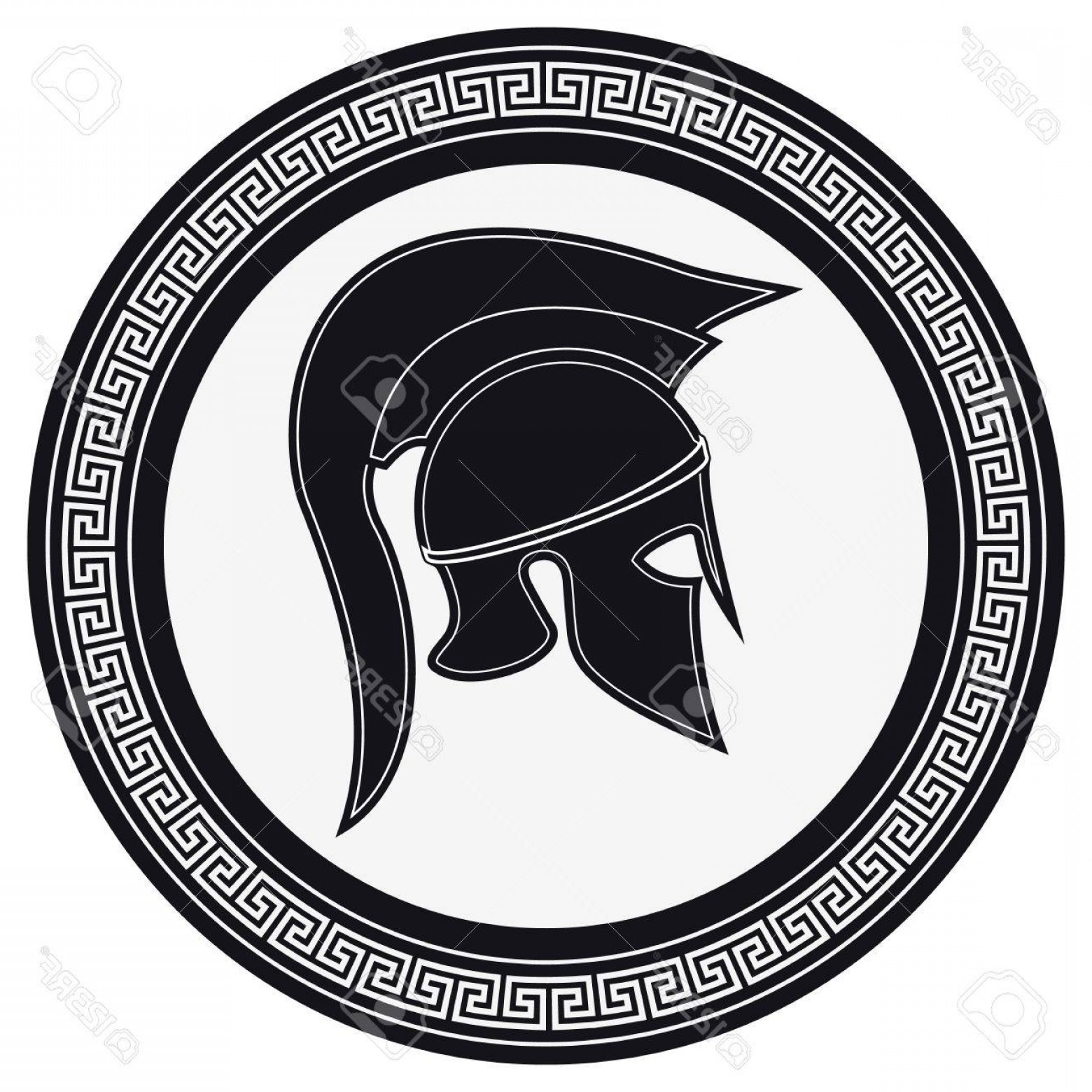 1560x1560 Photostock Vector Ancient Greek Helmet With A Crest On The Shield - Spartan Helmet Drawing