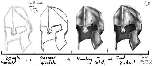 500x216 spartan helmet black and white sketch - Spartan Helmet Drawing