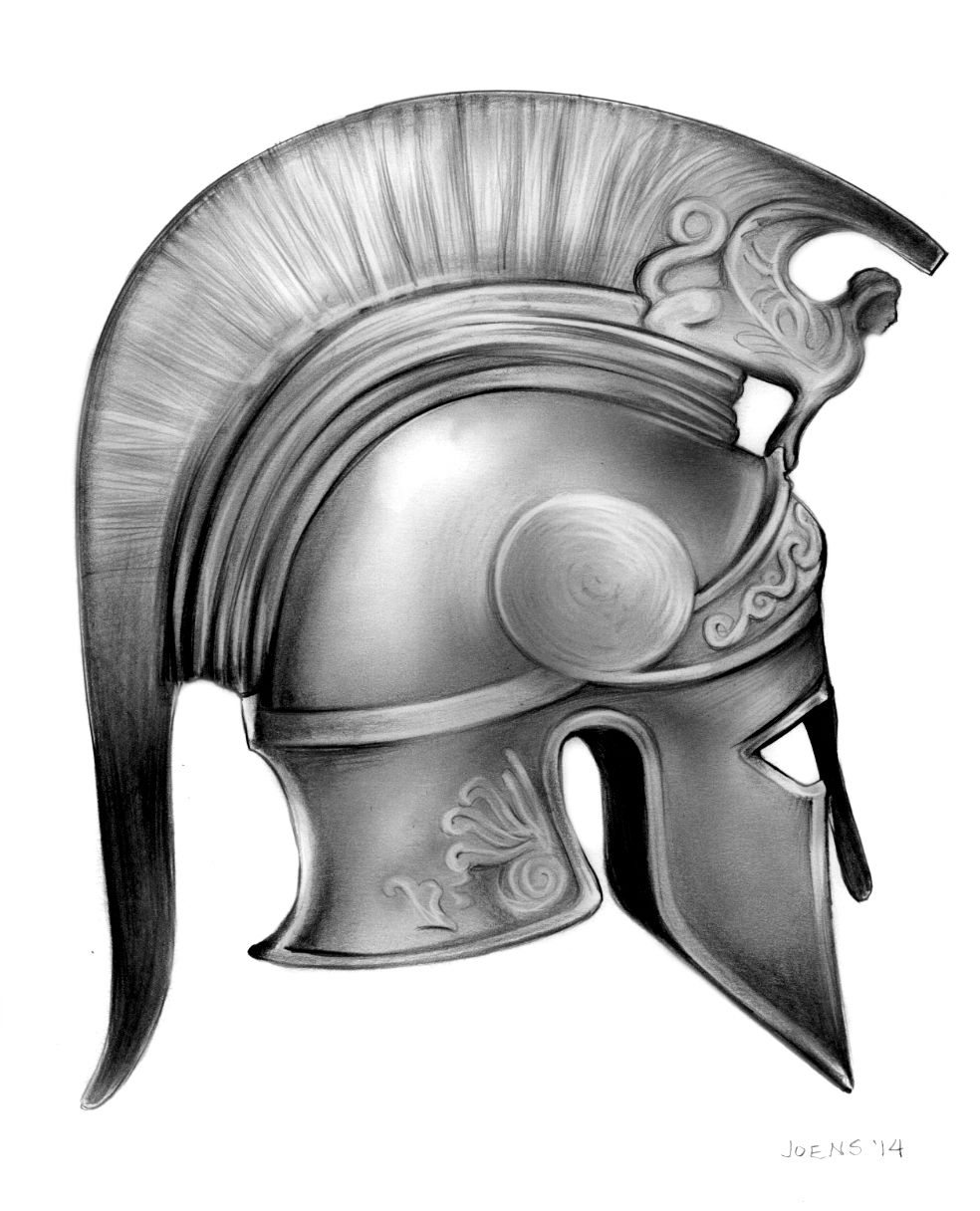 Greek Helmet - Spartan Helmet Drawing. 