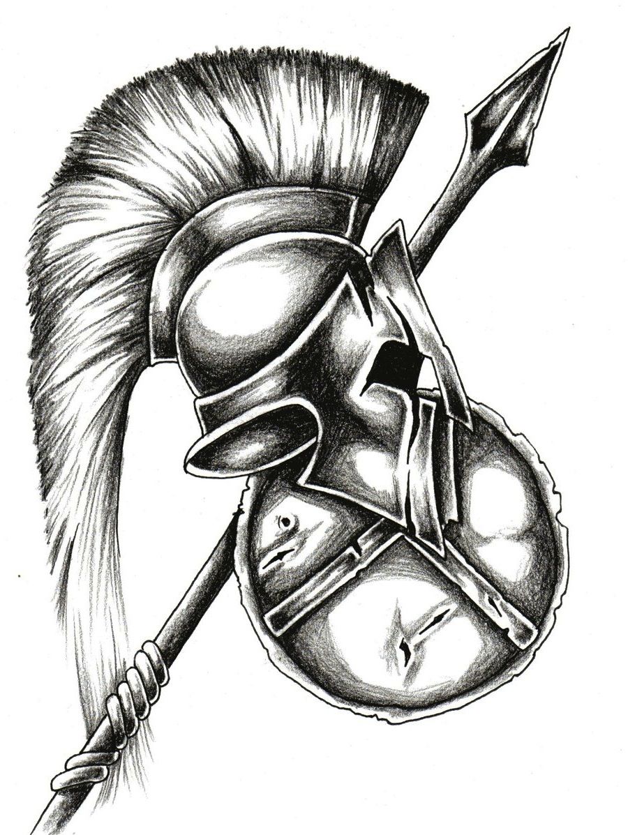 900x1197 spartan helmet weapon and shield tattoo design - Spartan Shield Drawing