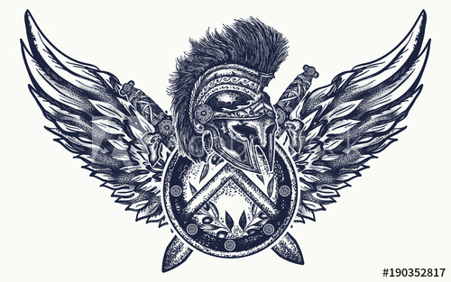 500x313 spartan warrior ancient rome and ancient greece warrior t shirt - Spartan Shield Drawing