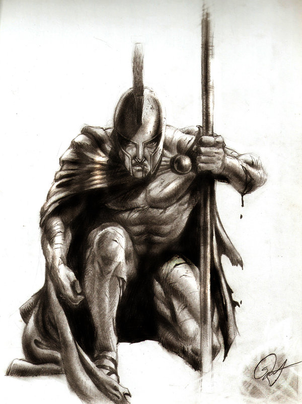 600x803 Spartan Warrior Wallpaper - Spartan Soldier Drawing
