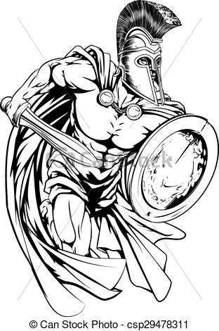 312x470 Spartan Warrior An Illustration Of A Warrior Character Or Sports - Spartan Soldier Drawing