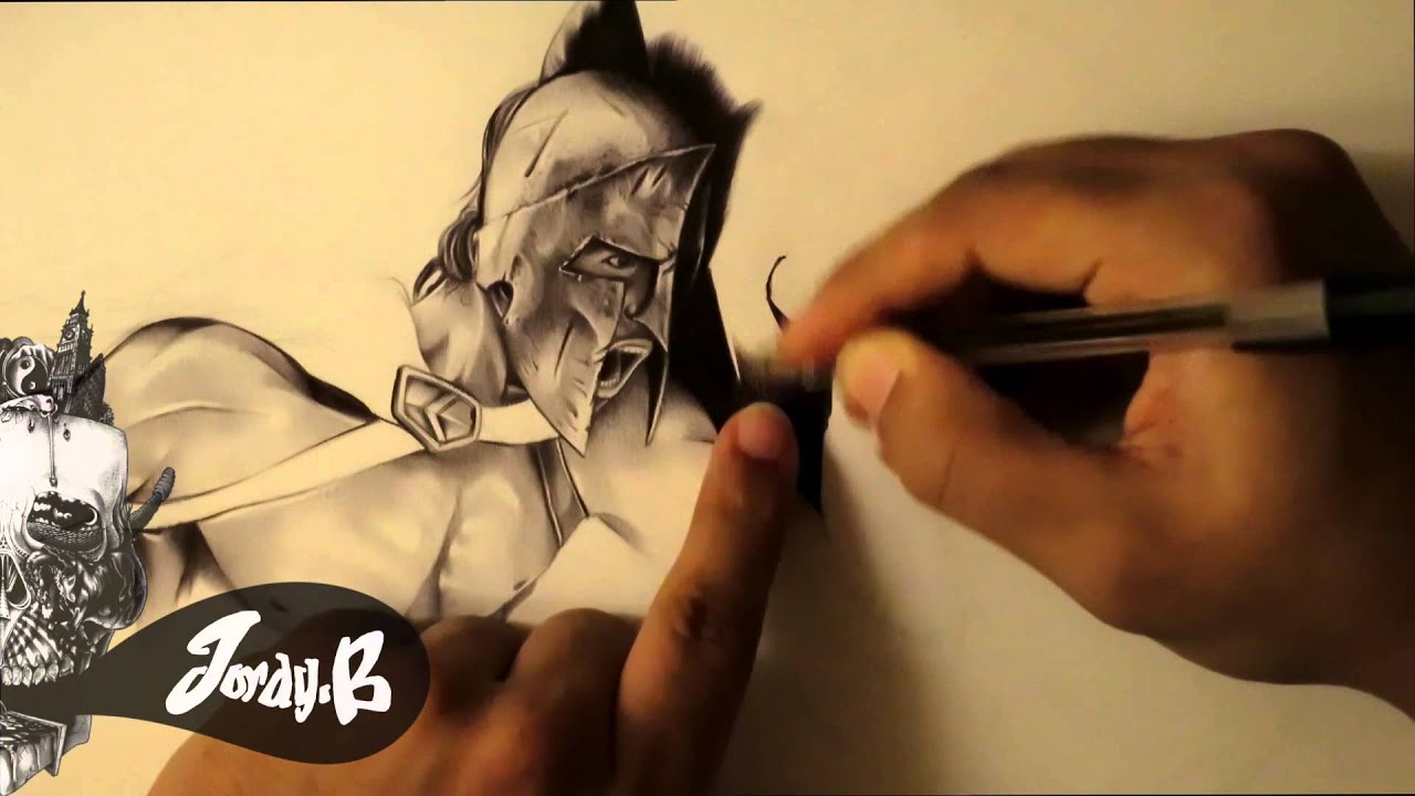 1280x720 Spartan Warrior Drawing In Ballpoint Pen - Spartan Soldier Drawing